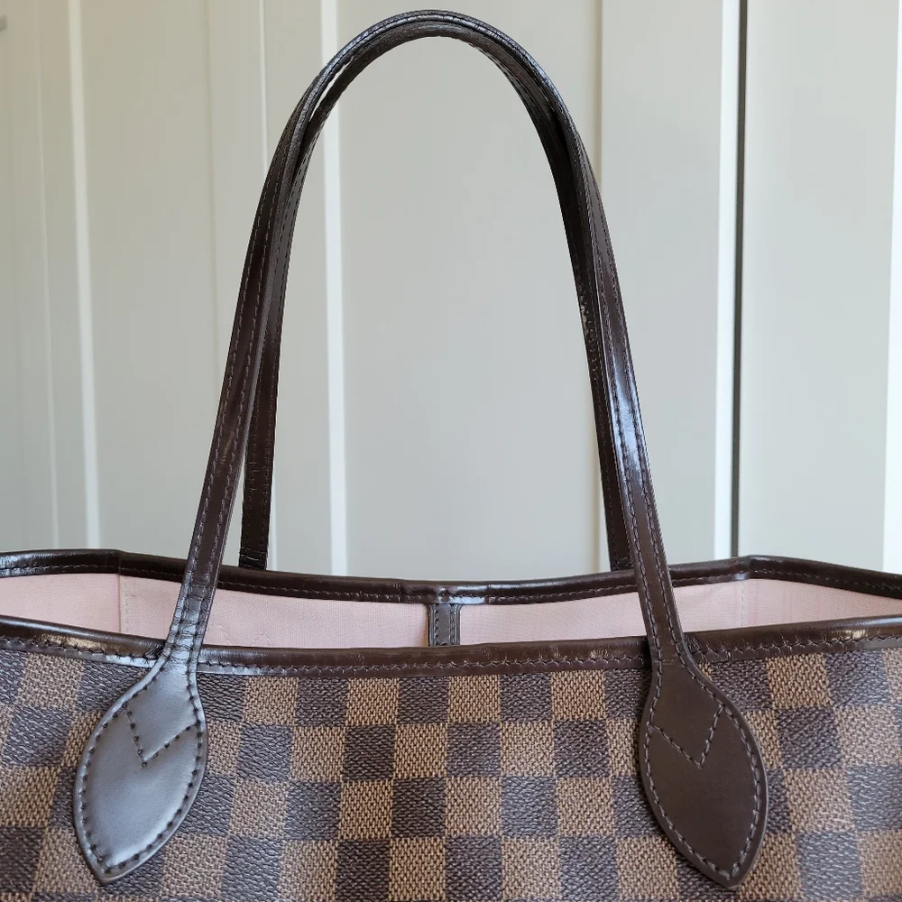 💕Louis Vuitton Tote Bag Neverfull MM Damier Ebene "ROSE Ballerine Interior" - Picture 3 of 17